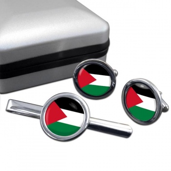 Palestine Round Cufflink and Tie Clip Set