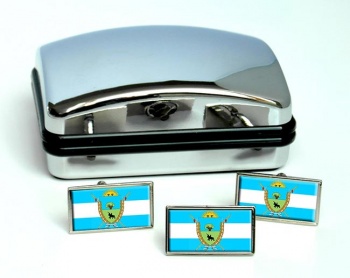 Argentine La Pampa Province Flag Cufflink and Tie Pin Set