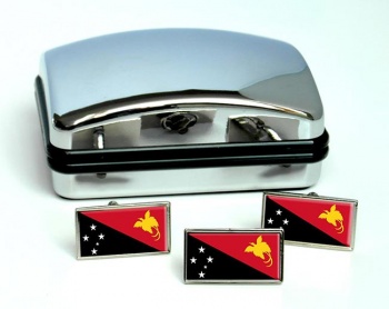 Papua New Guinea Flag Cufflink and Tie Pin Set