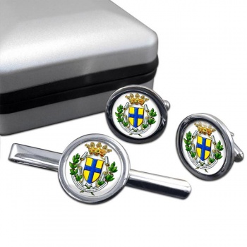 Parma (Italy) Round Cufflink and Tie Clip Set