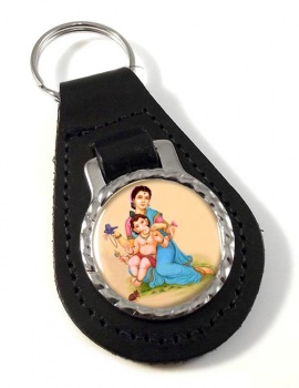 Parvati and Baby Ganesh Leather Key Fob
