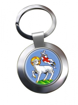 Paschal Lamb of God Leather Chrome Key Ring
