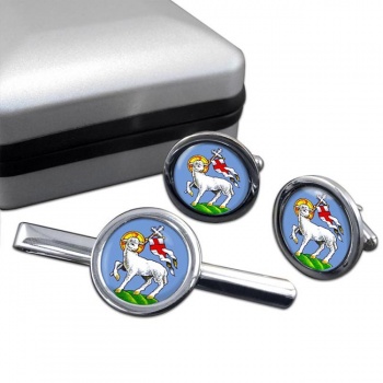 Paschal Lamb of God Round Cufflink and Tie Clip Set