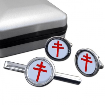 Patriarchal Cross Round Cufflink and Tie Clip Set