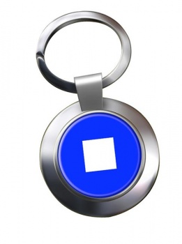 Papa Blue Peter Distress Flag Chrome Key Ring