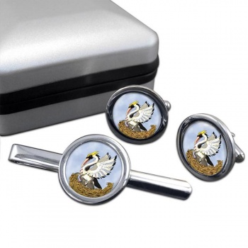 Pelican in Her Piety Round Cufflink and Tie Clip Set