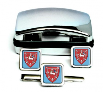 Perth (Scotland) Square Cufflink and Tie Clip Set