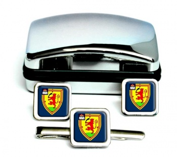 Perthshire (Scotland) Square Cufflink and Tie Clip Set