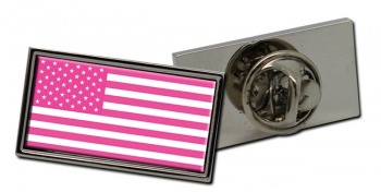 Pink Stars and Stripes Rectangle Tie Pin
