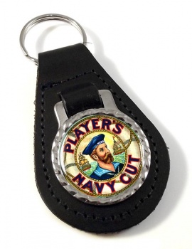 Players Navy Cut Leather Key Fob