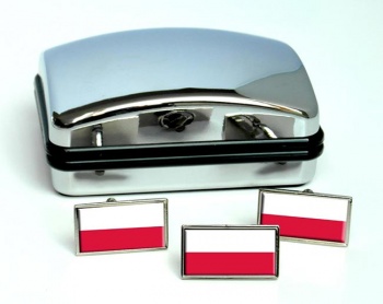 Poland Polska Flag Cufflink and Tie Pin Set
