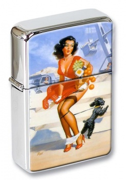 Poodle and Panties Pin-up Girl Flip Top Lighter