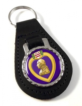 Purple Heart Leather Key Fob