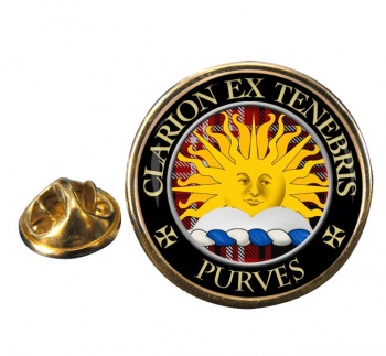 Purves Scottish Clan Round Pin Badge