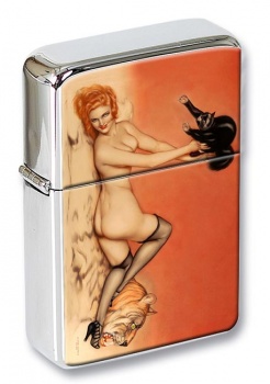 Pussy Pin-up Girl Flip Top Lighter