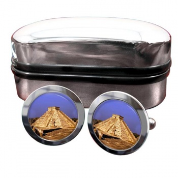 Pyramid Mexico Round Cufflinks