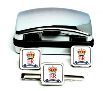 Queen's Flight (Royal Air Force) Square Cufflink and Tie Clip Set