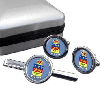 Quebec Province (Canada) Round Cufflink and Tie Clip Set