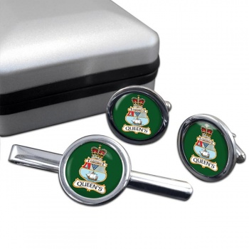 Queens University OTC (British Army) Round Cufflink and Tie Clip Set