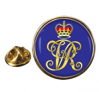 Monogram of Queen Victoria Round Pin Badge