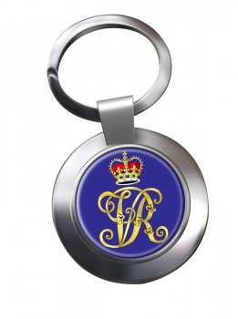 Monogram of Queen Victoria Chrome Key Ring