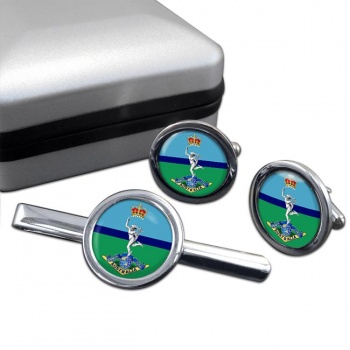 Royal Australian Corps of Signals Round Cufflink and Tie Clip Set
