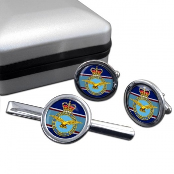Royal Air Force Round Cufflink and Tie Clip Set