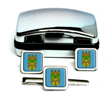 Recklinghausen (Germany) Square Cufflink and Tie Clip Set
