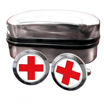Red Cross Round Cufflinks