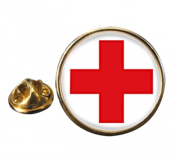 Red Cross Round Pin Badge