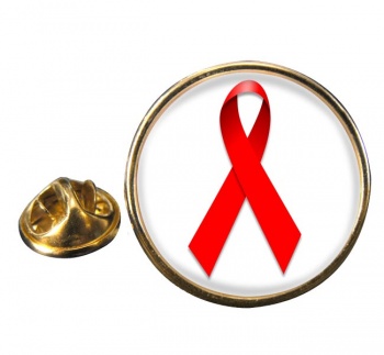 Red Ribbon Awareness Round Pin Badge