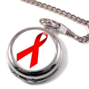 Red Ribbon Awareness Pocket Watch