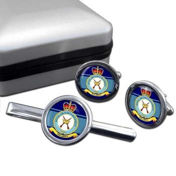 Royal Air Force Regiment Round Cufflink and Tie Clip Set