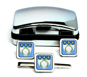 Reims (France) Square Cufflink and Tie Clip Set