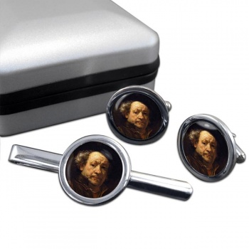 Rembrandt van Rijn Round Cufflink and Tie Clip Set