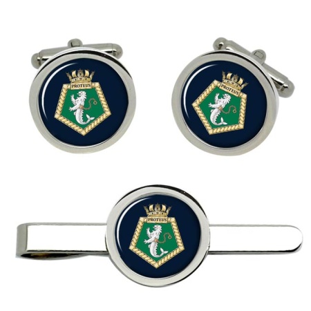 RFA Proteus, Royal Navy Cufflink and Tie Clip Set