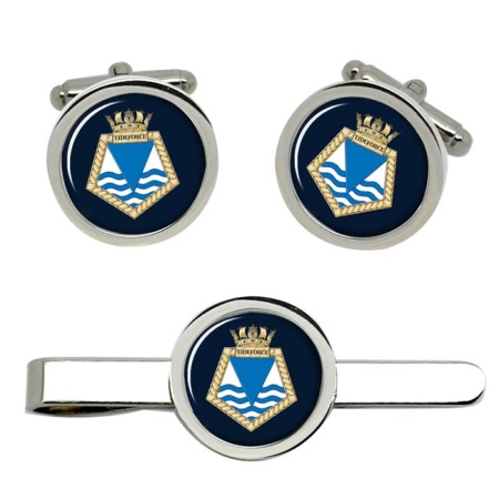 RFA Tideforce, Royal Navy Cufflink and Tie Clip Set
