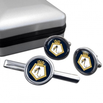 RFA Black Ranger (Royal Navy) Round Cufflink and Tie Clip Set