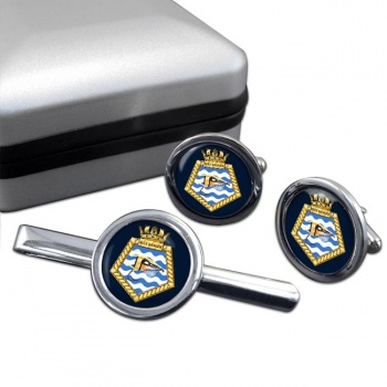 RFA Blue Ranger (Royal Navy) Round Cufflink and Tie Clip Set