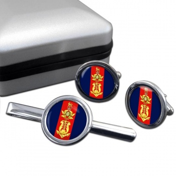 Royal Marines School of music Round Cufflink and Tie Clip Set