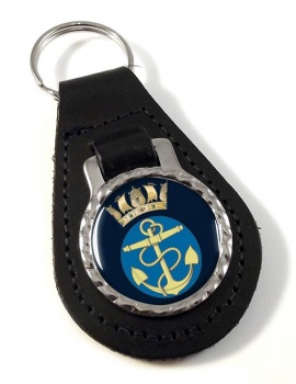 Royal Navy Fouled Anchor and Crown Leather Key Fob
