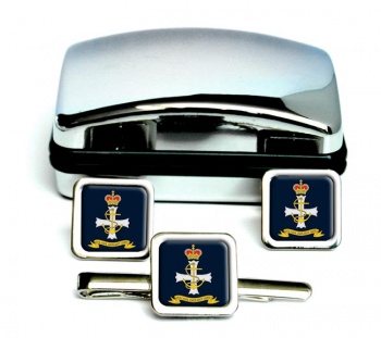 Chaplaincy Royal Navy Square Cufflink and Tie Clip Set