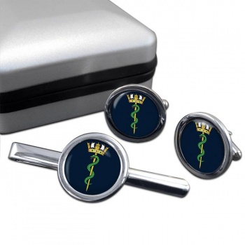 Royal Navy Medical Service Round Cufflink and Tie Clip Set