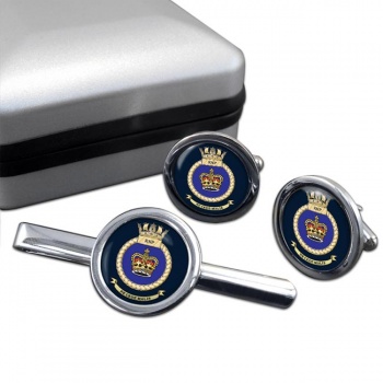 Royal Navy Police RNP Round Cufflink and Tie Clip Set