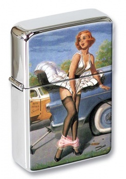 Roadside Mishap Pin-up Girl Flip Top Lighter