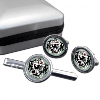Roberts Coat of Arms Round Cufflink and Tie Clip Set