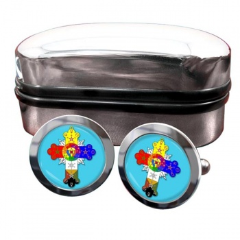 Rose Cross Round Cufflinks