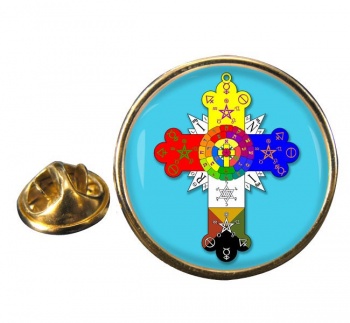 Rose Cross Round Pin Badge