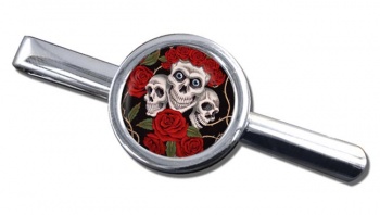 Rose skull Round Tie Clip