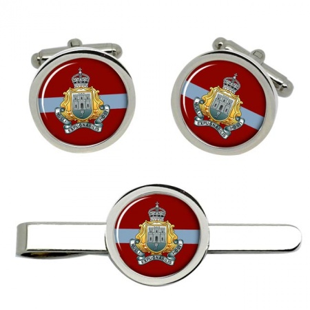 Royal Gibraltar Regiment, British Army CR Cufflinks and Tie Clip Set